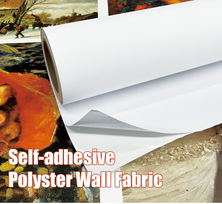 Latex Eco Solvent Inkjet 350gsm Self Adhesive Polyester Wall Fabric Canvas