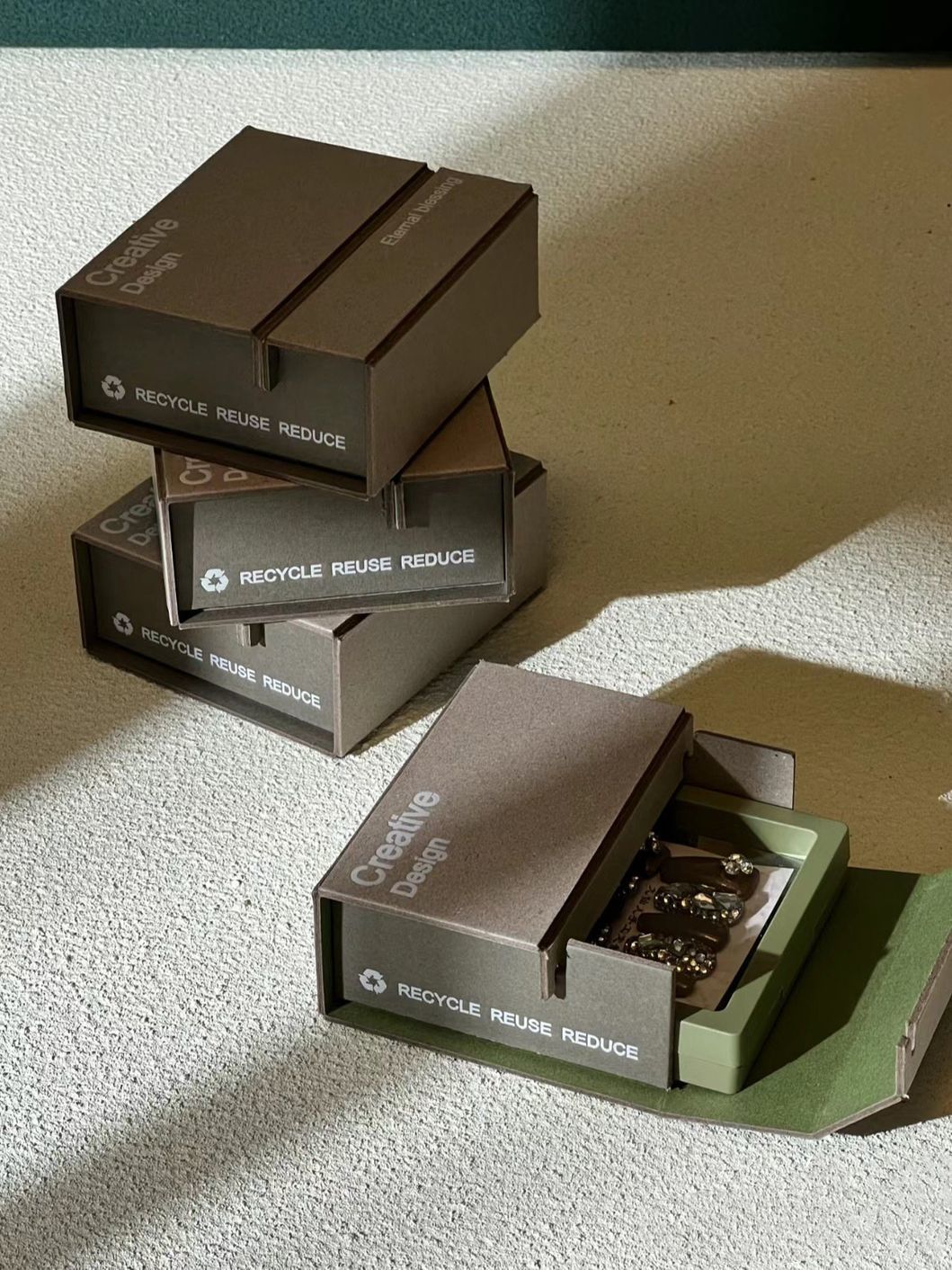 Valentine Cosmetic Carton Handcraft Custom Printing Foldable Cardboard Jewelry Jewellery Folding Paper Wedding Party Festival Small Gift Packing Box