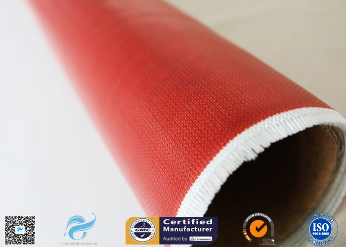 510G Red Color Satin Weave Silicone Coated Fiberglass Fabric 260℃ 0.45mm