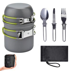 Quality Outdoor Amenities Outdoor pot set for 1-2 people Portable camping cookware with cutlery wholesale