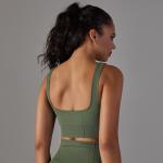 Seamless knitted solid color dot sling back bra sports running fitness vest