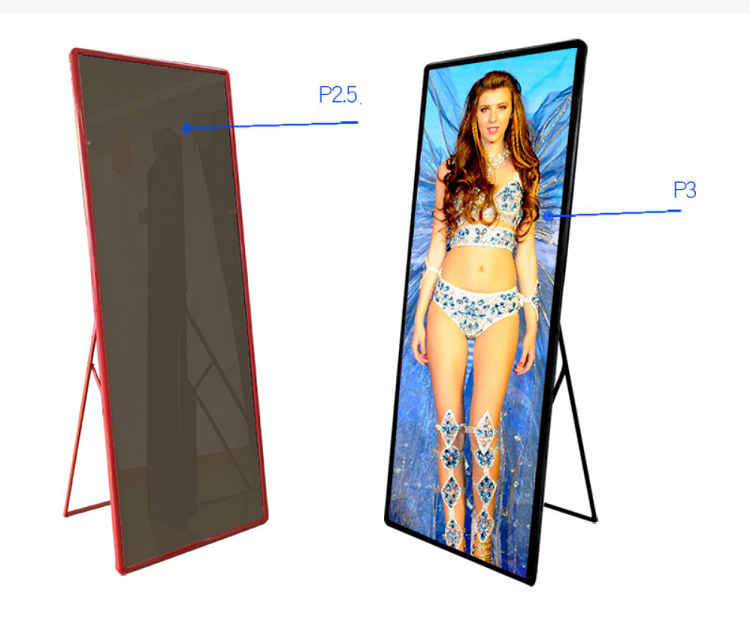 Hotsale p2 p2.5 p3 smd indoor full color led poster screen floor standing wifi control led poster display for events advertising