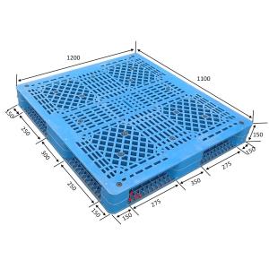 Quality Double Sides HDPE Oversized Plastic Pallets 1200x1100mm Blue wholesale