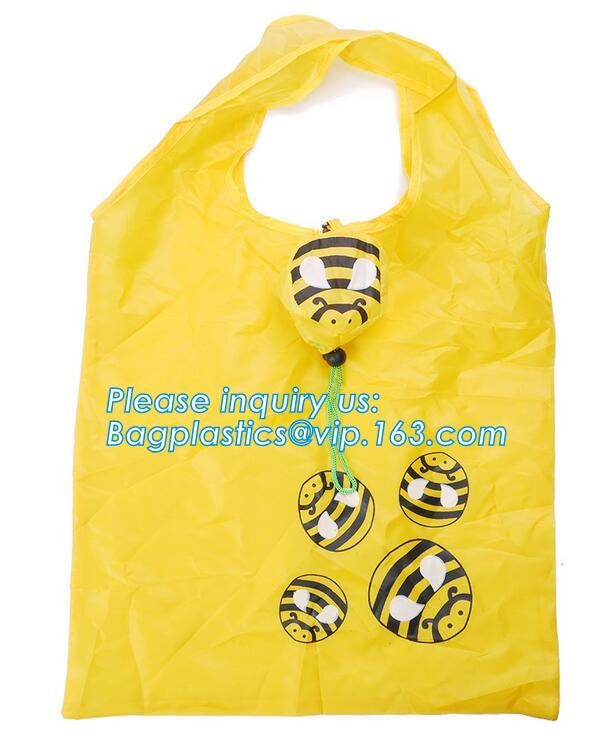 Recycled Foldable Nylon Polyester Tote Bag with logos polyester shopping bag Custom advertising handle non woven bag PAC