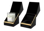 Retail Black Branded Gift Boxes , Slant Lid Square Paper Box Facial Cream Air