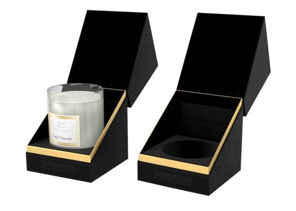 Retail Black Branded Gift Boxes , Slant Lid Square Paper Box Facial Cream Air