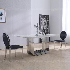 Quality Width 39inch Stainless Steel Kitchen Table Set Artificial Marble Top Dining Table wholesale