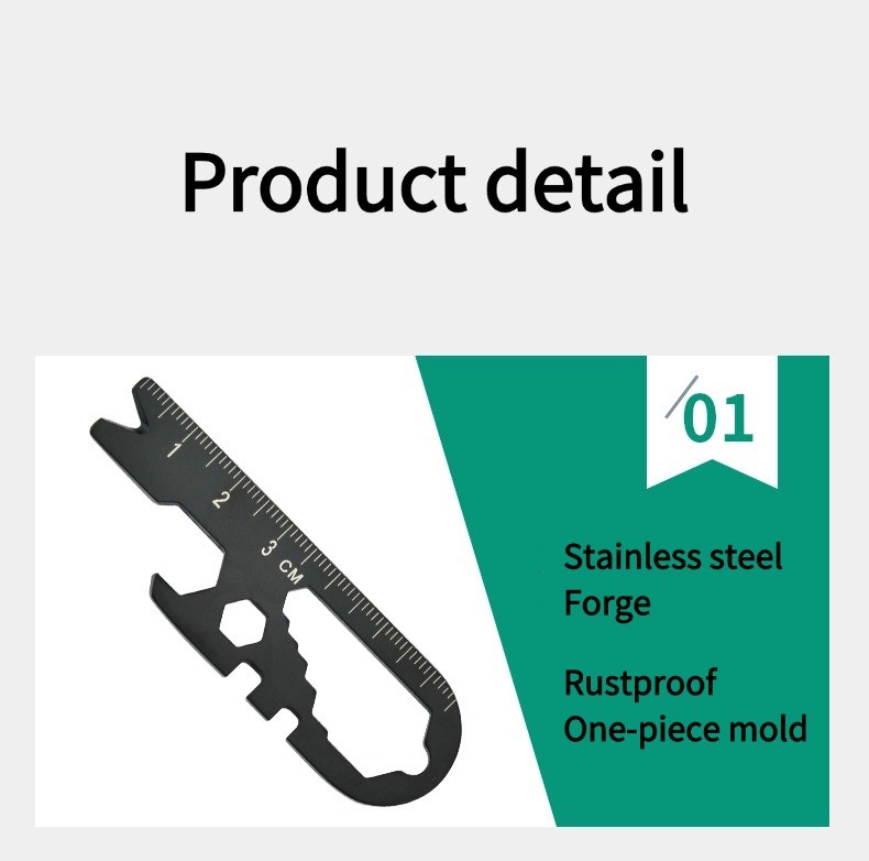 Multifunction Outdoor Survival Keychain EDC Card Tools Portable Small Wrench