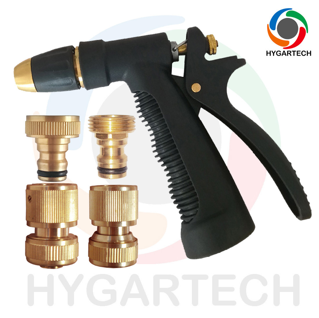 Metal Garden Hose Nozzle Black Gun With Rear Trigger Control