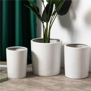 Quality Modern home decoration indoor outdoor large size planter gardening white cylinder big ceramic plant flower pot for decor wholesale