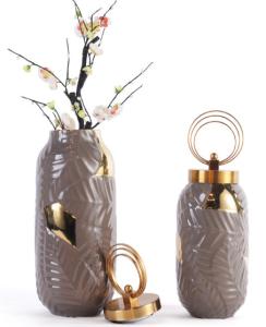 Quality Model Room Coffee Brown 140X420 Ceramic Porcelain Vase wholesale