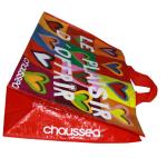 Coloful PP Woven Shopping Bags Heart Pattern 120gsm Shining Coated Cylinder
