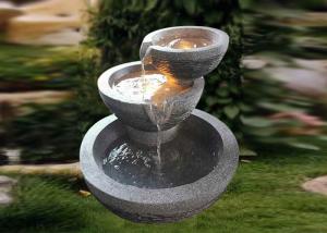 Quality Fiberglass Three Bowls Led Waterfall Fountain Natural Stone Look wholesale