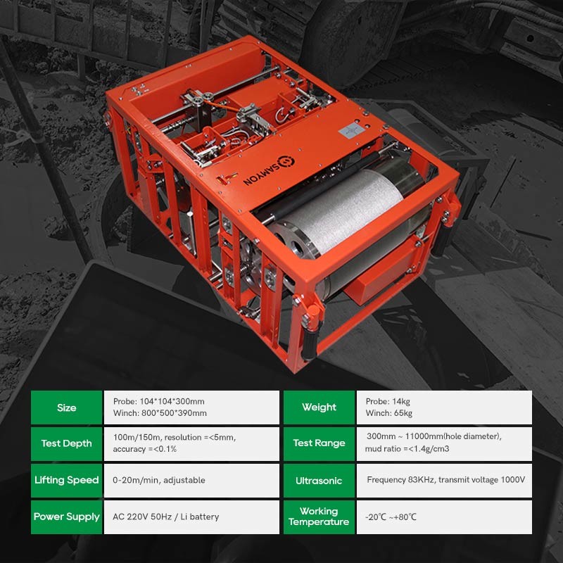 Ultrasonic Pile Testing Equipment Drill Hole Monitor 100 M Depth