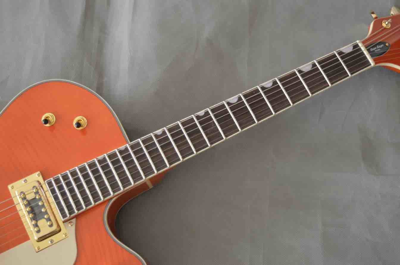 2019 New Orange Flame Maple Electric guitar Semi Hollow Body Jazz Electric Guitar with Golden Bigsby Tremolo