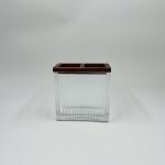 Glass Bathroom Accessories Set Wood Pump Ribbed Vertical Stripe Soap Dispenser