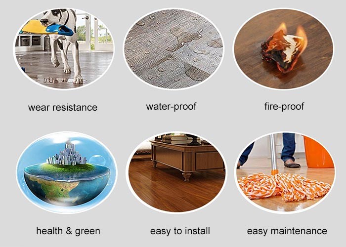 Fireproof Click Lock Waterproof Spc Flooring E1 Formaldehyde Emission For Bathrooms