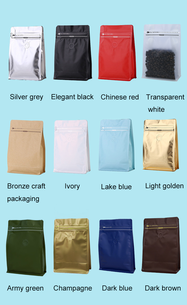 Arrivals 8 Side Aluminum Foil Coffee Bag With Valve And Zipper Top