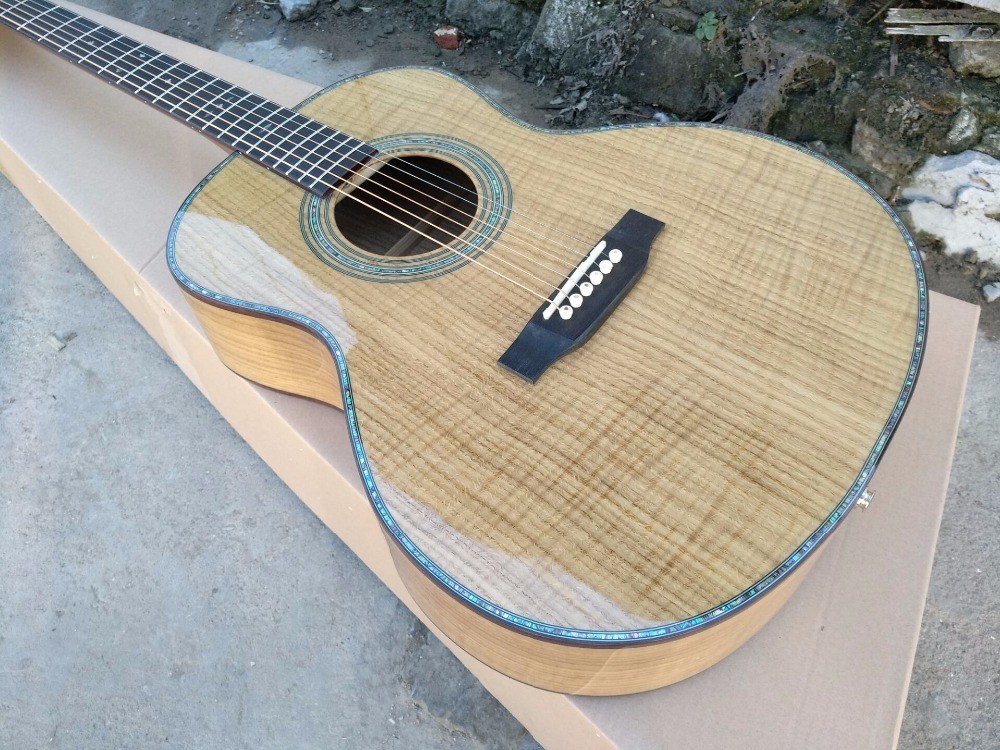 AAAA handmade all Solid guitars OM body guitar imported wood soundhole EQ acoustic electric guitar