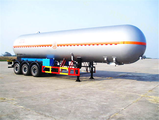 Auto Cylindrical LPG Tank Trailer With Ellipse Head 50cbm Three Axles