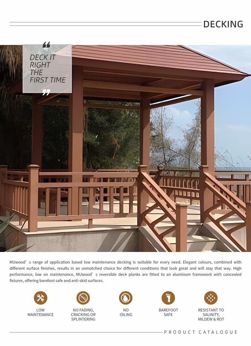 Outdoor Brown WPC Gazebo UV Resistant WPC Pavilion Assembly