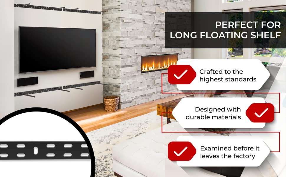 StudLock Keyhole system Longer Floating Shelf Bracket Heavy Duty Solid Steel Support Rods