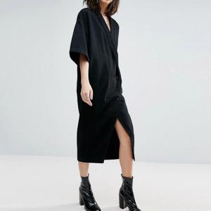 Quality wrap front wide cut sleeves denim kimono wholesale