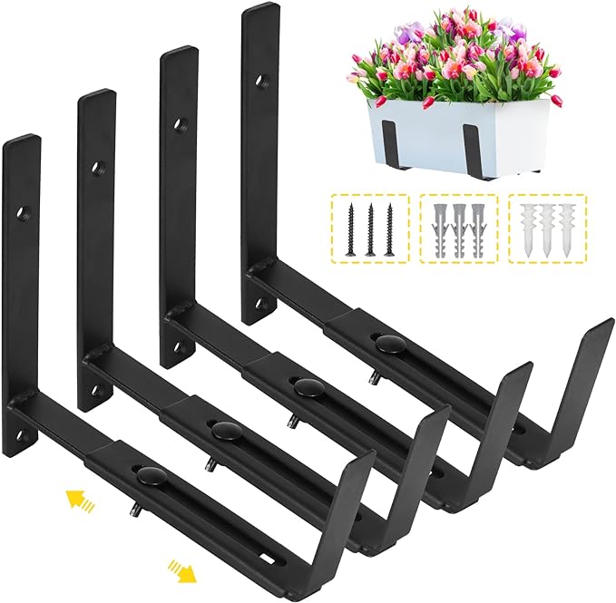 Single-side Bracket Carbon Steel Window Planter Box Brackets for Balcony Patio Outdoor