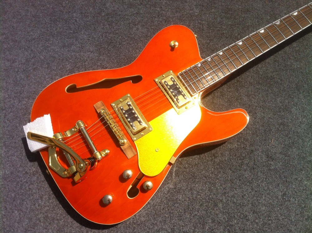 Double f hole bigsby Semi Hollow body quality Tele Electric guitar Guitarra gold hardware tl guitar