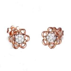 Quality Rose Gold White Gold 0.14carat Diamonds Flwoer Stud Eaerrings for Women Gift (GDE002) wholesale