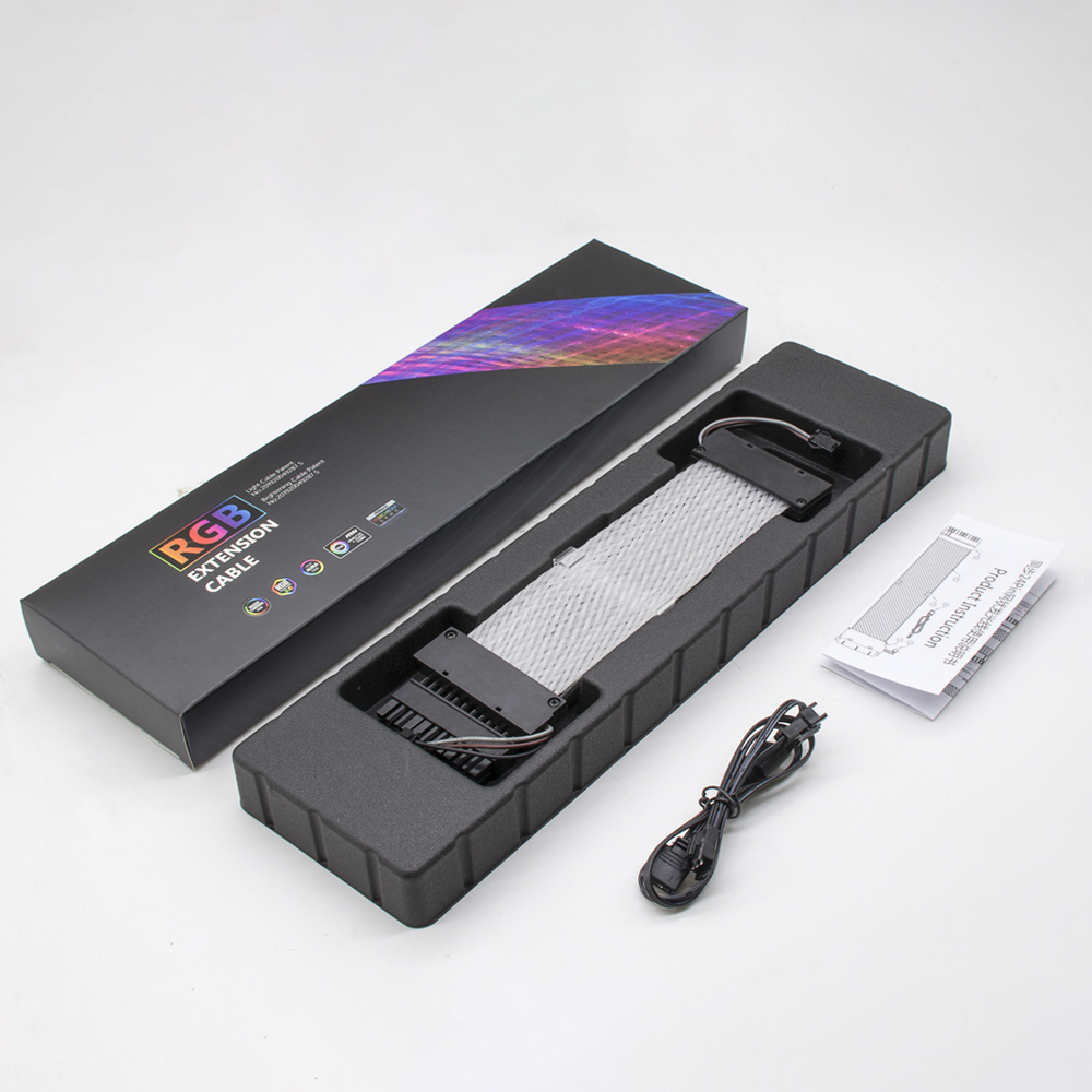 24PIN Cable Expansion Power Adapter Computer Connector Synchronous Motherboard Mesh Double Head Light 200mm