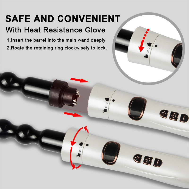 140-430F Hot Hair Tool , 5 In 1 Interchangeable Hair Curler with LED Display