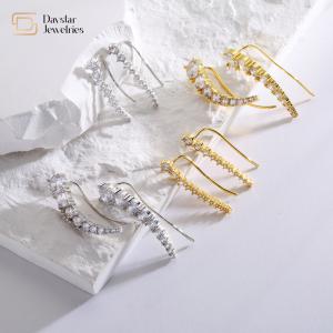 Quality Full Round Diamond Stud Earrings 18k Gold Jewellery Zircon Hook For Women wholesale