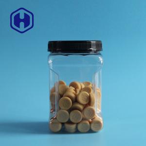 Quality 850ml Bpa Free Square Plastic Grip Jar With Lid PET Food Packaging wholesale