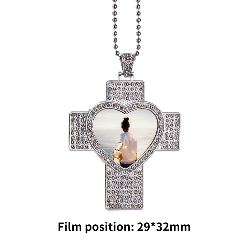 Sublimation Cross Necklace With Diamonds Customize Sublimation Blanks