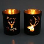 Christmas Mercury Pillar Color Glass Candle Holder 15oz 3.5 * 4 Inch