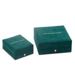 Velvet Emerald Color Jewelry Packaging Box For Necklace