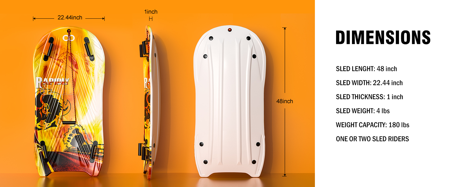 Freestyle Winter 48'' EPS Foam Core Adult Snow Sleds for Double-Person