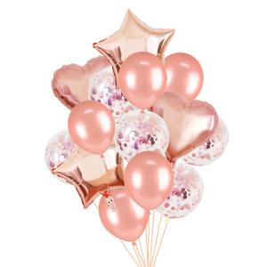 Quality 14pcs/set 18inch Heart Star Foil Balloons 12inch Latex Confetti Helium Air Ball Globo Multicolor Wedding Birthday Party wholesale