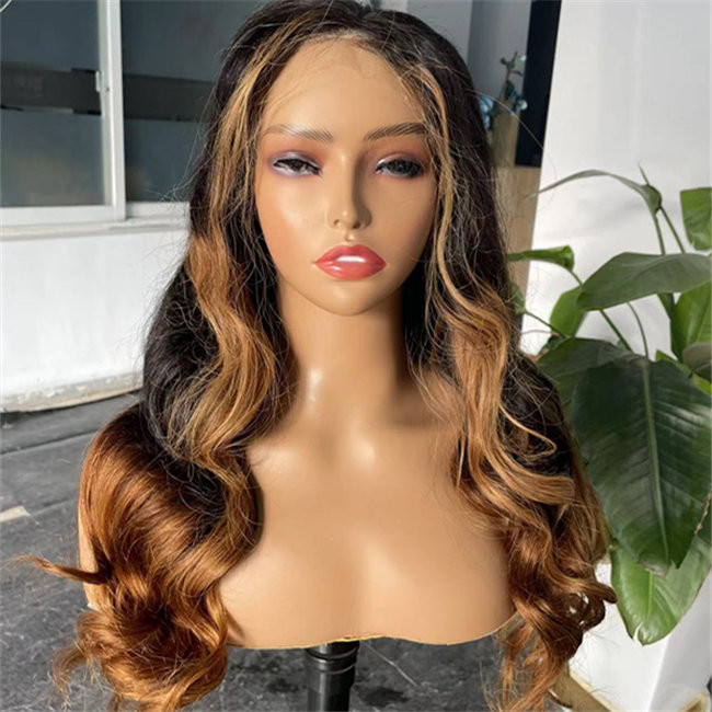 Ombre Honey Brown Body Wave HD Lace Wig Human Hair Swiss Glueless Precut Wigs