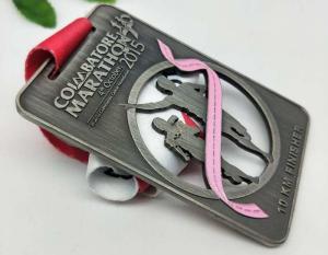 Quality PVD Plating Zinc Alloy Painting Marathon Medals Grey Hollow Out wholesale