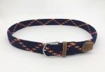 Unisex Dark Blue 3.5cm Mens Elastic Stretch Belts With Nickel Pin Buckle