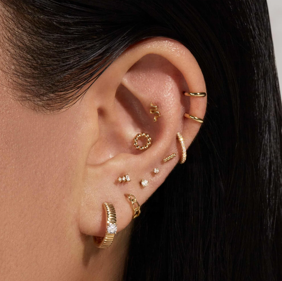Ladies Cubic Zirconia Diamond Hoop Earrings Brass Round Brilliant Cut