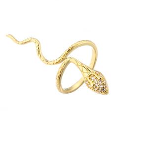 Quality Snake 18K Diamond Ring Customized Open Adjustable Gold Plated Finger Ring wholesale