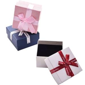 Quality Small CMYK Fresh Gift Box Necklace Earring Clip PMS Jewelry Bow Box Carton wholesale