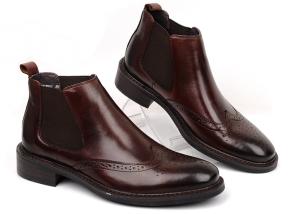 Quality Brogue Style Mens Ankle Boots Slip On Full Grain Leather Size Customized wholesale