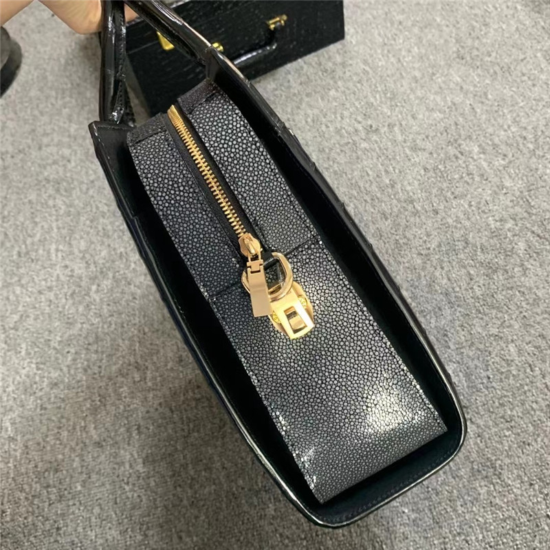 Authentic Real True Stingray Skin Businessmen Passcode Briefcase Genuine Crocodile Leather Male Top-handle Handbag