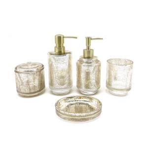 Quality Vintage Ribbed Glass Bathroom Accessories Mercury Effect Round Shape wholesale