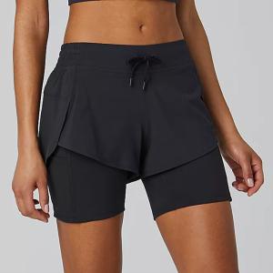 Quality Quick Dry Double Layer Active Yoga Shorts Breathable 2 Pieces Tennis Shorts wholesale