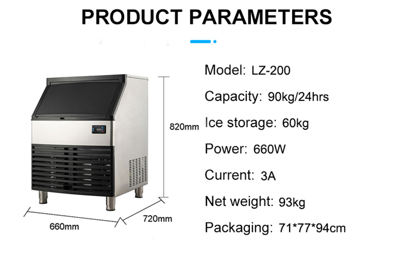 90KG Daily Ice Production Press Type Crystal Ice Cube Maker for Sri Lanka Market